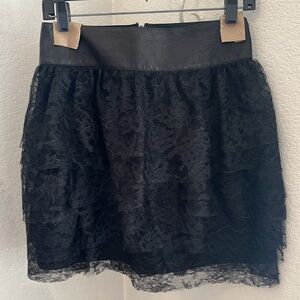 Robert Rodriguez Leather and lace mini skirt